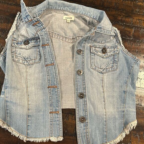 LOVE CULTURE Denim Vest Sz M - Picture 7 of 10